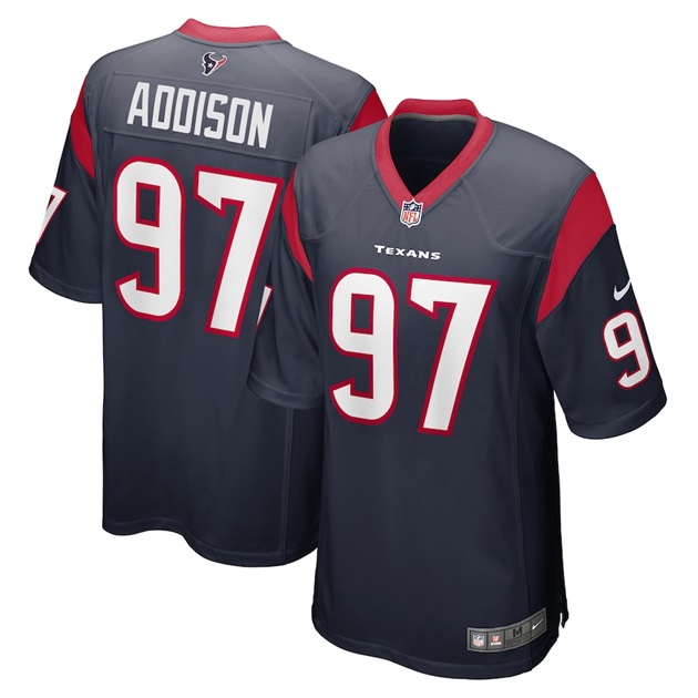 mens nike mario addison navy houston texans player game jersey